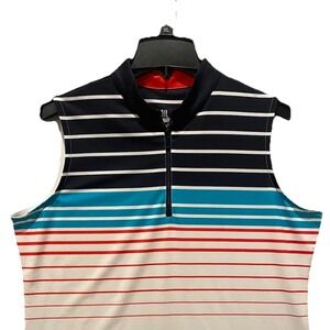 Tail Womens XL Golf/Tennis Sleeveless Shirt Black/ White /Red / Teal Q Zip EUC